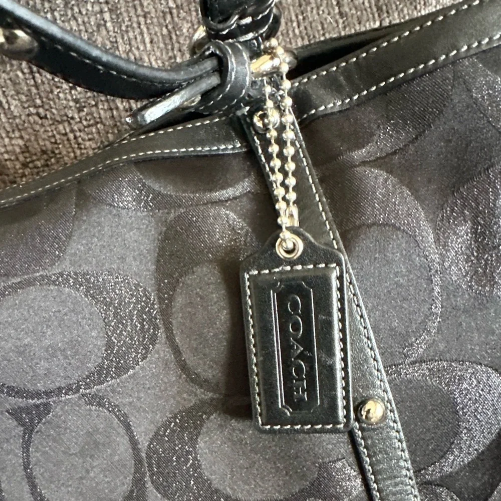 Coach Black Signature Lurex Studded Tote Shoulder bag